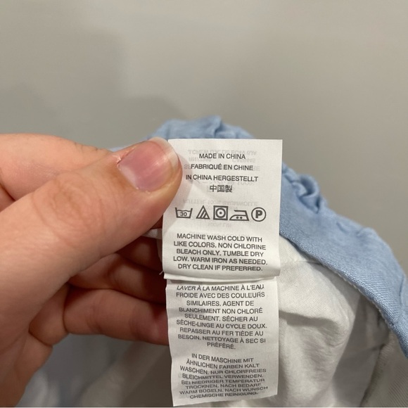 J. Crew Light Blue Pleated Linen Palm Tree Skirt Size 4 - Picture 6 of 7